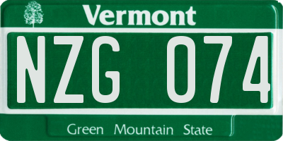 VT license plate NZG074