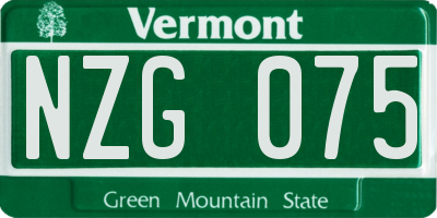 VT license plate NZG075