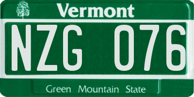 VT license plate NZG076
