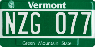 VT license plate NZG077