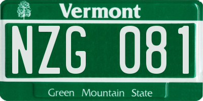 VT license plate NZG081