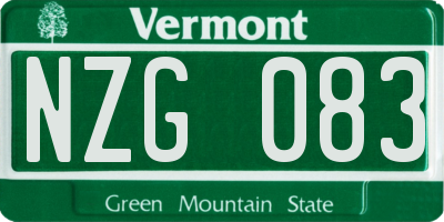 VT license plate NZG083