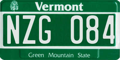 VT license plate NZG084