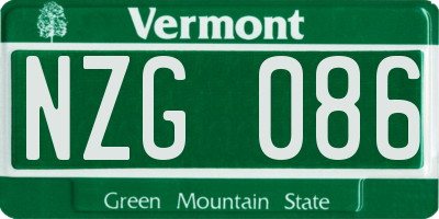 VT license plate NZG086