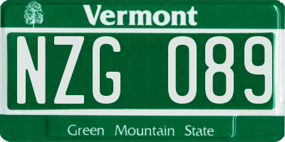 VT license plate NZG089