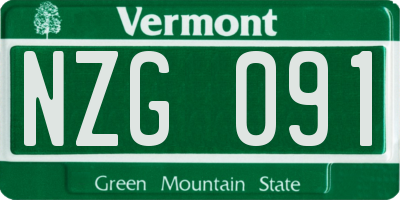 VT license plate NZG091