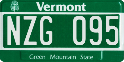 VT license plate NZG095
