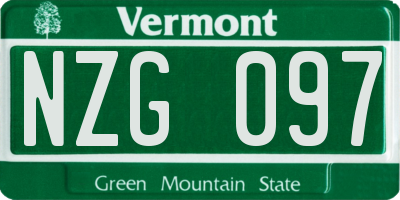 VT license plate NZG097