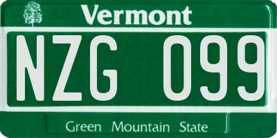 VT license plate NZG099