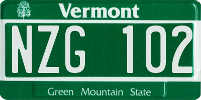 VT license plate NZG102