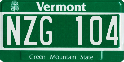 VT license plate NZG104