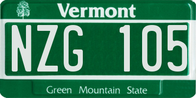 VT license plate NZG105