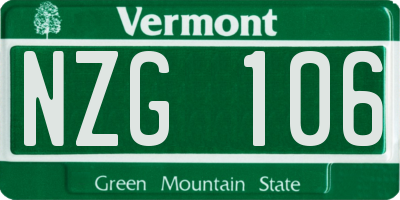 VT license plate NZG106