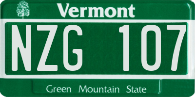 VT license plate NZG107