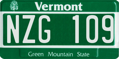 VT license plate NZG109