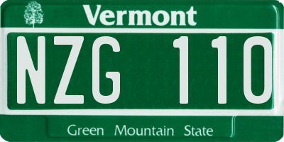VT license plate NZG110