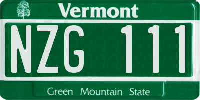 VT license plate NZG111