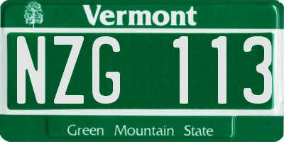 VT license plate NZG113