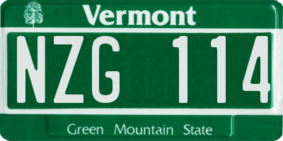 VT license plate NZG114