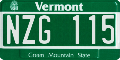 VT license plate NZG115
