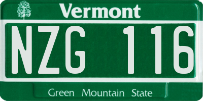 VT license plate NZG116