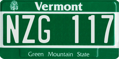 VT license plate NZG117