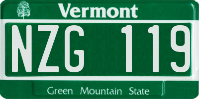 VT license plate NZG119