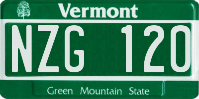 VT license plate NZG120