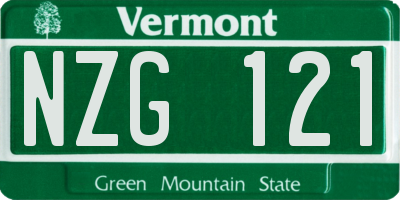 VT license plate NZG121