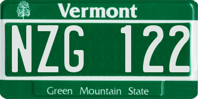 VT license plate NZG122