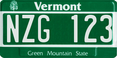 VT license plate NZG123