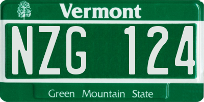 VT license plate NZG124
