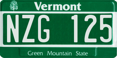 VT license plate NZG125