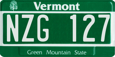 VT license plate NZG127