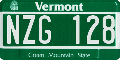 VT license plate NZG128