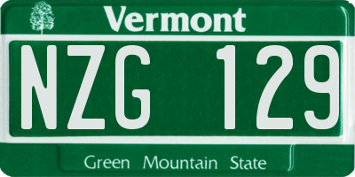 VT license plate NZG129