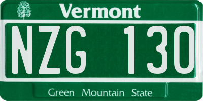 VT license plate NZG130