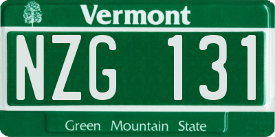 VT license plate NZG131