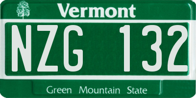 VT license plate NZG132