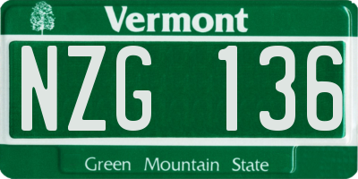 VT license plate NZG136