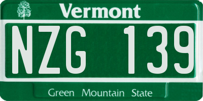 VT license plate NZG139