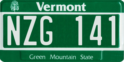 VT license plate NZG141