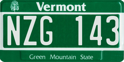 VT license plate NZG143
