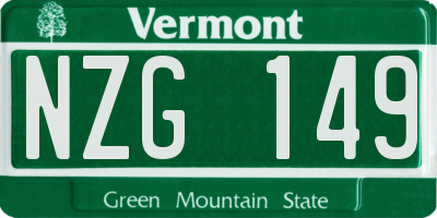 VT license plate NZG149