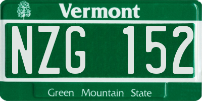 VT license plate NZG152