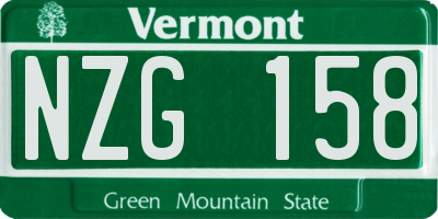 VT license plate NZG158