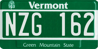 VT license plate NZG162