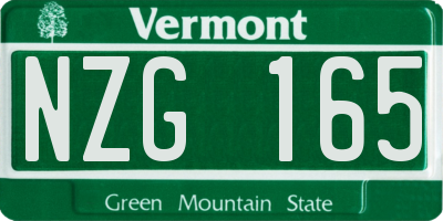 VT license plate NZG165