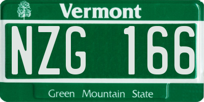 VT license plate NZG166