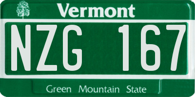 VT license plate NZG167